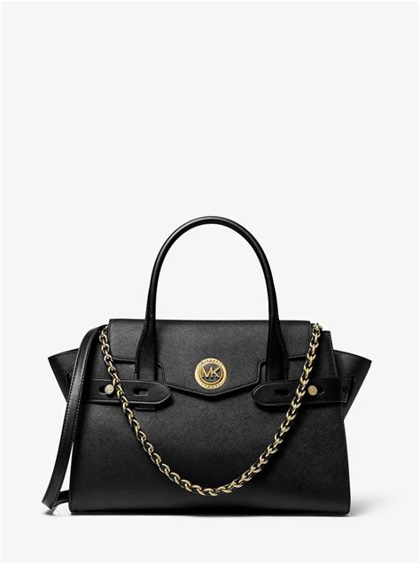 michael michael kors carmen large saffiano leather belted satchel|Michael Kors saffiano bag black.